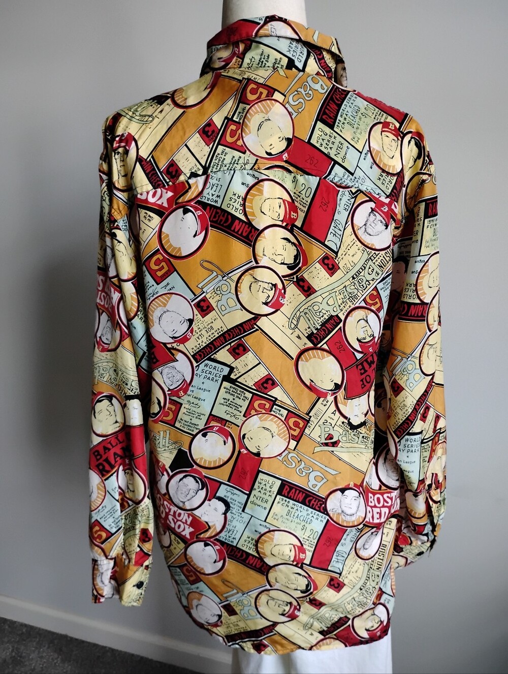 Robert Stock Silk Button Up Shirt Vintage Boston Red Sox Baseball Colorful Sz Lg - Picture 10 of 15